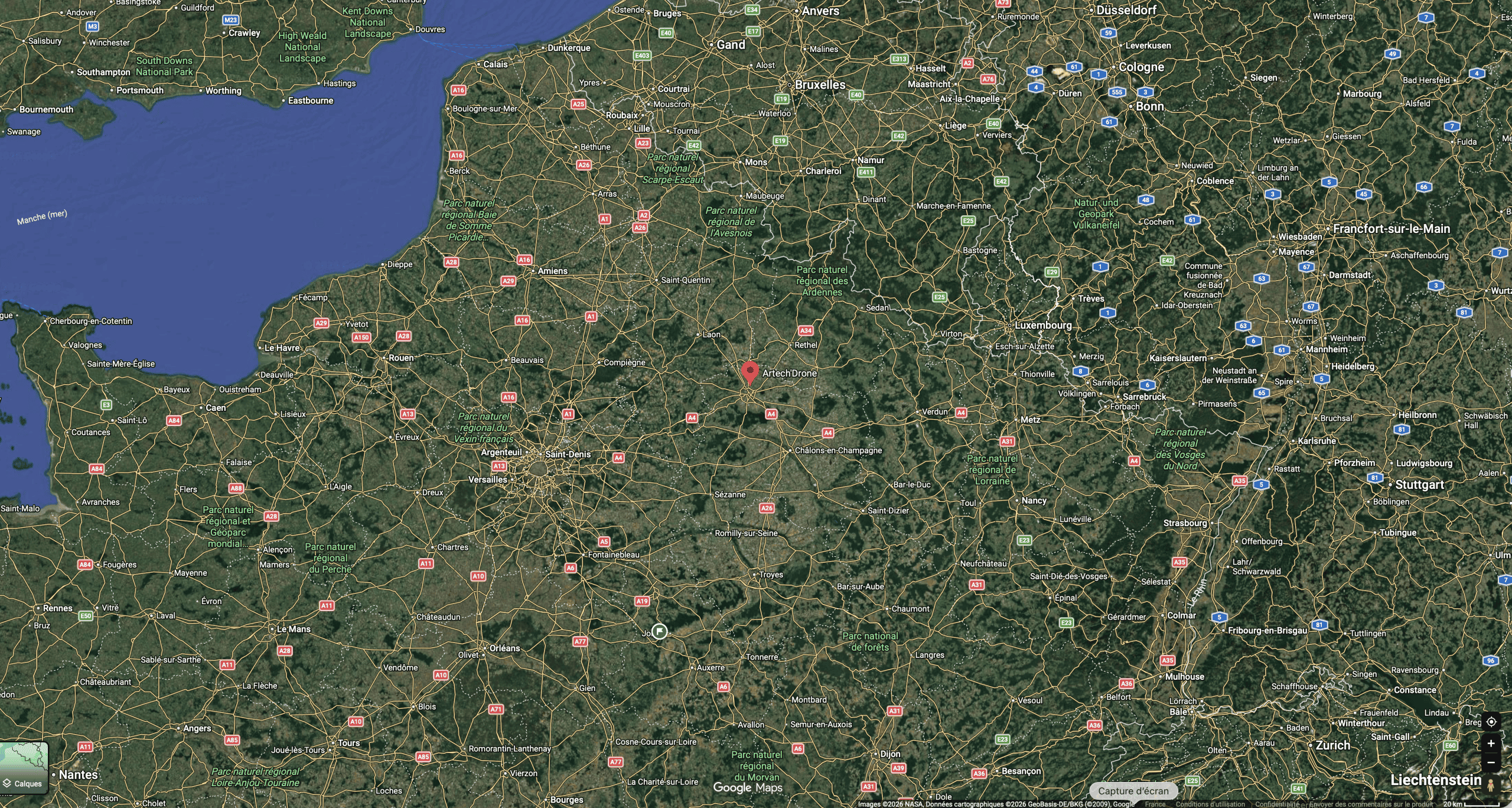 Carte google Artech'Drone Betheny